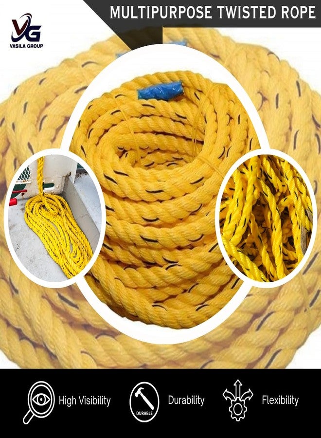 VG TARP حبل متعدد الاستخدامات مجدول أصفر شديد التحمل من VG TARP، عرض 12 مم × طول 20 مترًا، حبل عالي القوة للاستخدامات البحرية والصناعية والخارجية - Image 5